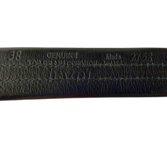 Danbury EVP Mens Black Leather Belt Golden Square Buckle Size 38 Z26 - Picture 3 of 6